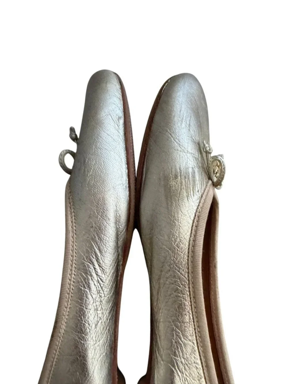 TORY BURCH Gold Leather Ballet Flats Size 8